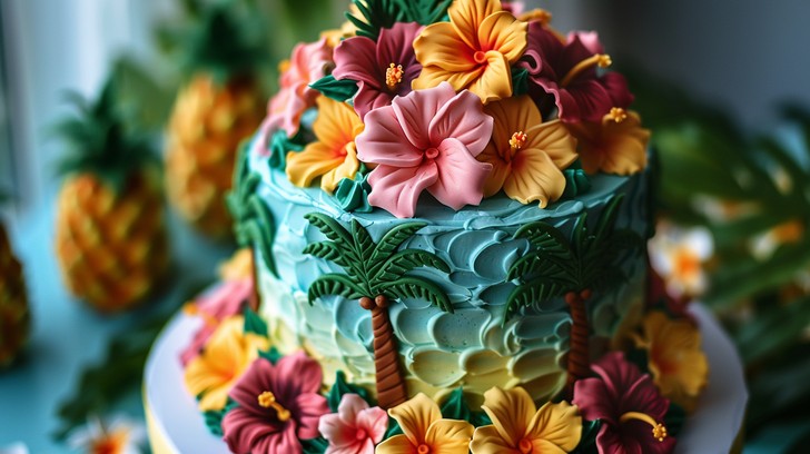 Tropical Decorated Cake