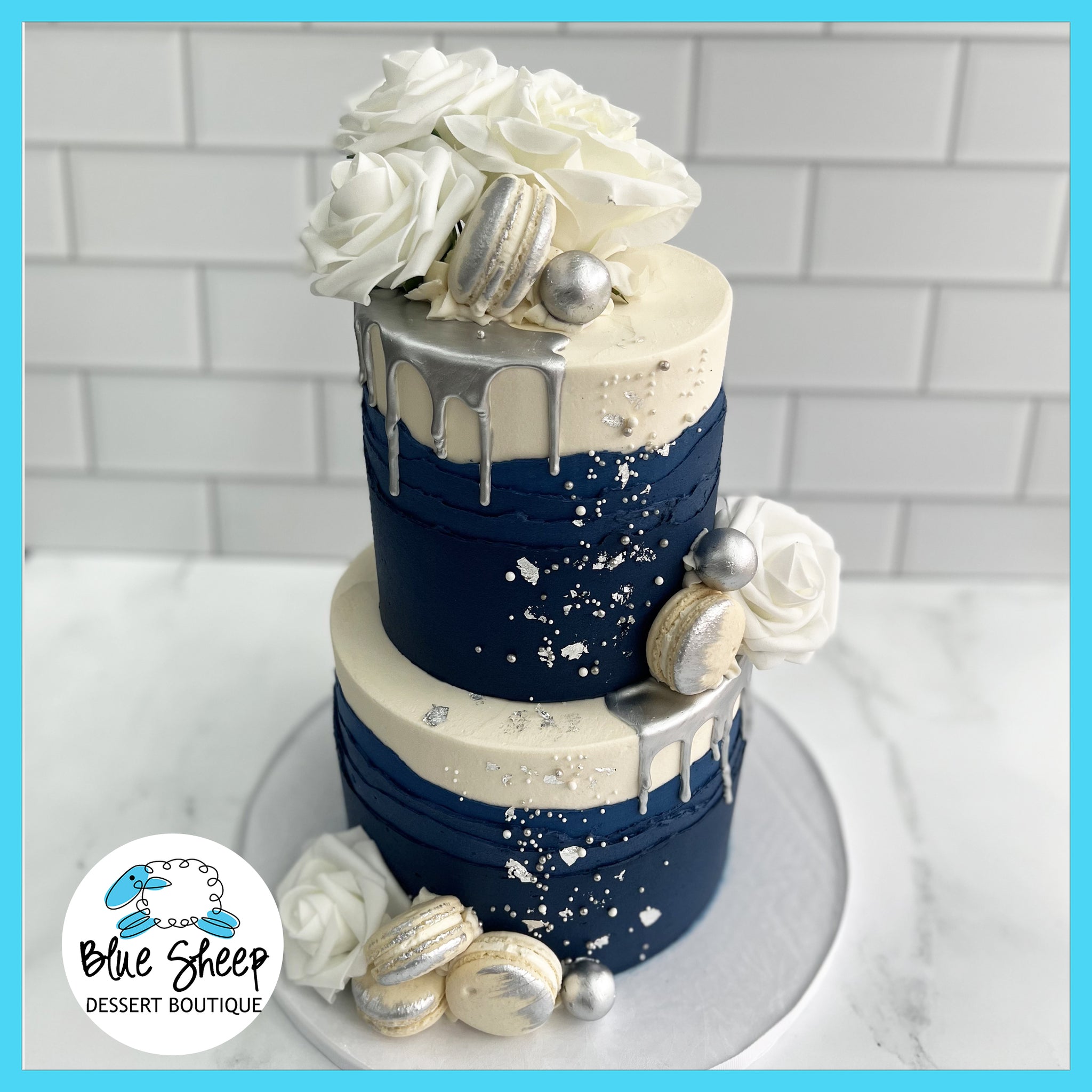 Navy Blue Decorated Cake