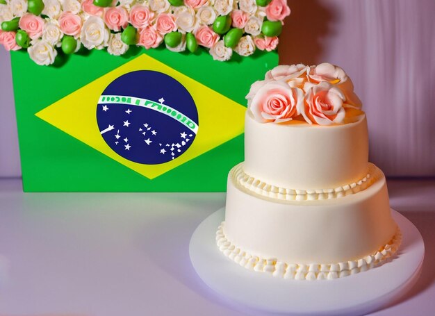 Brazil Flag Decorated Cake