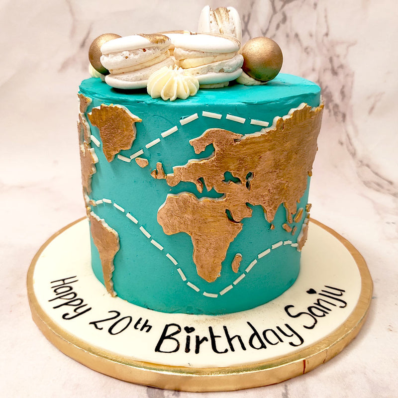 World Map Decorated Cake